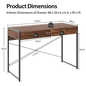 Costway Computer Desk Wooden PC Laptop Table Writing Workstation with 2 Drawers