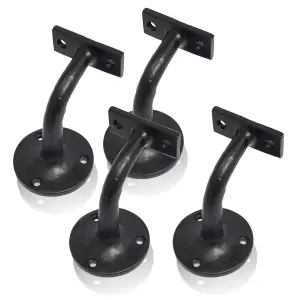 XFORT Smithy's Range Black Antique Set of 4 Handrail Brackets Cast Iron Bracket for Stair Bannister Handrail