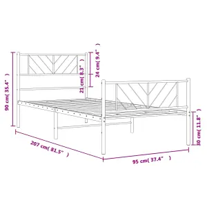 Berkfield Metal Bed Frame with Headboard and Footboard Black 90x200 cm