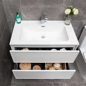 Jenner White Wall Hung Vanity Unit & Basin Set (W)800mm (H)500mm