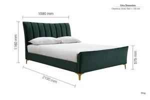 Birlea Clover King  Bed Frame In Green Fabric