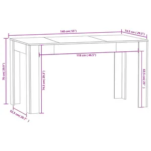 Gille Dining Table 140 x 74.5 x 76 cm Engineered Wood Brown Oak / Black