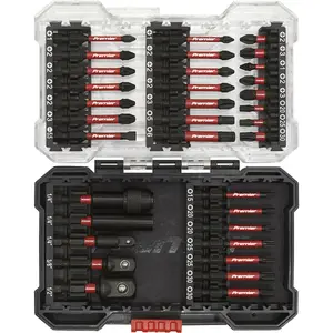 34 Piece Impact Grade Power Tool Bit Set - S2 Steel Bits - Plastic Storage Case