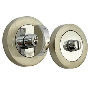 Bathroom WC Door THUMB TURN & Release Toilet Chrome Satin DUO