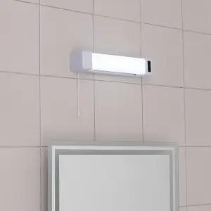 ValueLights Horizon Modern Gloss White 5W LED Bathroom Wall Light with Shaver Socket and Pull Switch