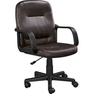 Yaheetech Adjustable Faux Leather Office Chair with wheels and Armrests - Brown