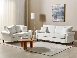 Fabric Living Room Set White GINNERUP