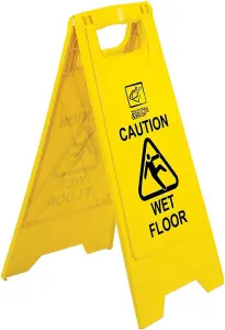 Portable Wet Floor Sign with Caution Wet Floor Imprint  - Bright Yellow