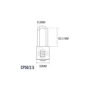 Squire CP40/2.5 Blue Steel & zinc Combination Padlock (H)113mm (W)40mm