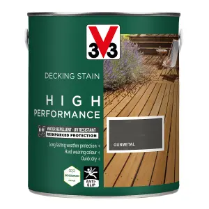 V33 High performance Gunmetal Satin Quick dry Decking Stain, 2.5L