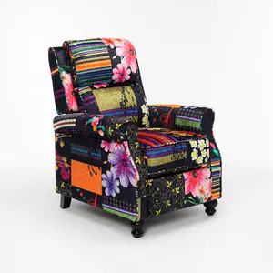 Fabric Black Patchwork Mary Manual Recliner Chair