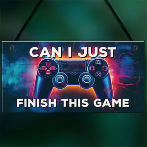 Red Ocean Neon Can I Just Finish This Game Hanging Gaming Sign For Boys Bedroom Sign Man Cave Sign Son Brother Dad Boys Gift