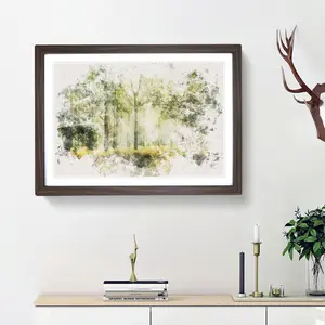 View Of The Forest In The Spring - Single Picture Frame Print on MDF Walnut / 35cm H x 50cm W x 2cm D