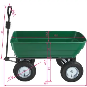 Garden Trolley - tip function, padded handle, 300 kg load capacity - green