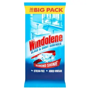 10 x Windolene Glass & Shiny Surfaces Streak-Free Window Wipes Pack of 30