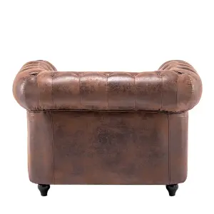 Brown PU Leather Chesterfield 1 Seat Sofa Couch Tub Chair Armchair