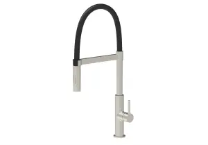 Liquida W24BN S shape Swan Neck 360 Degree Swivel Brushed Nickel Kitchen Tap