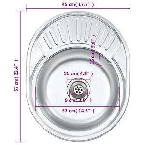 Berkfield Kitchen Sink with Strainer and Trap Oval Stainless Steel