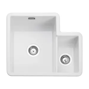 Rangemaster Rustique White Ceramic 1.3 Bowl Sink 522mm x 595mm