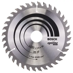 Bosch Professional Optiline Wood Circular Saw Blade - 180 x 30/20 x 2.6mm, 36 Teeth