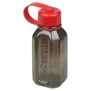 URBNLIVING 500ml Black Reusable Water Drinking Sports Bottle Container Flask with Red Leakproof Lid