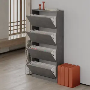 Decortie Modern Shoe Cabinet with 4 Compartment Retro Grey154.5cm