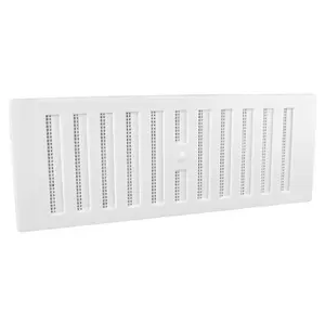 9" x 3" White Plastic Adjustable Air Vent Grille with Flyscreen Cover