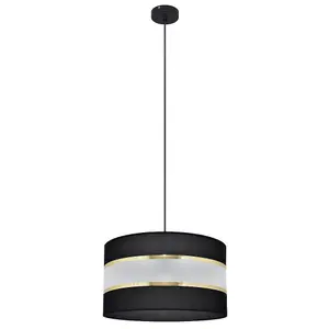 Luminosa Helen Cylindrical Pendant Ceiling Light Black, Gold 35cm