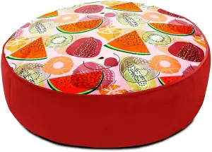 rucomfy Printed Outdoor Tutti Fruity Box Round Floor Cushion Beanbag