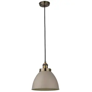 Hanging Ceiling Pendant Light GREY & TARNISHED BRASS Industrial Lamp Bulb Holder