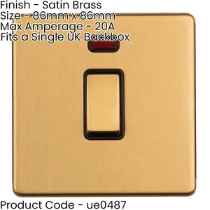 2 PACK 1 Gang 20A Single Light Switch & Neon SCREWLESS SATIN BRASS 2Way Rocker