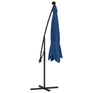 Berkfield Cantilever Umbrella with LED Lights and Steel Pole 300 cm Azure