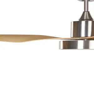 Ceiling Fan with Light Silver with Light Wood BANDERAS