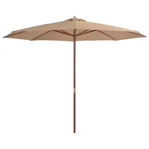 Berkfield Outdoor Parasol with Wooden Pole 350 cm Taupe