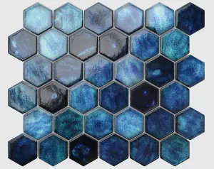 Mosaic sheet in ceramic on net 312mm x 270mm - Mixed Ocean Hive