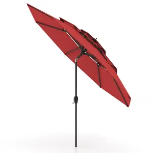 Costway 296cm 3 Tier Outdoor Umbrella Auto-tilt Patio Umbrella W/ Double Vented