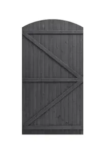 Grey Semi Braced Arch Top Strong Wooden Garden Gate with Latch H 180cm x W 105cm