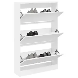 Shoe Cabinet White 80x21x125.5 cm Engineered Wood