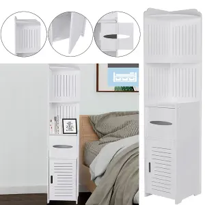 White Storage Cabinet for Small Spaces with 2 Doors Shelves