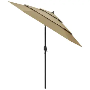 Berkfield 3-Tier Parasol with Aluminium Pole Taupe 2.5 m