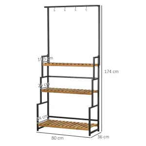 Outsunny 3 Tiered Plant Stand Rack with Hanging Hooks for Indoor Outdoor