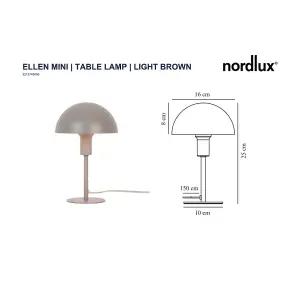 Nordlux Ellen Indoor Bedroom Living Dining Office Mini Table Lamp Light in Beige (Diam) 16cm