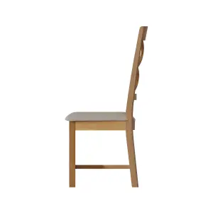 FWStyle Solid Oak Cross Back Dining Chairs Set Of 2 Natural Lacquered Finish