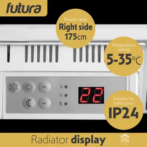 Futura Electric 1500W Radiator Panel Heater Wall Mounted or Floor Standing Bathroom Safe Timer and Thermostat Control