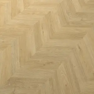 GoodHome Leyton Natural Chevron Wood effect Laminate Flooring, 1.72m²