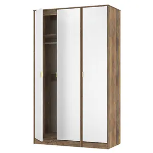 Nashville Ready assembled Contemporary White & oak Tall Triple Wardrobe (H)1960mm (W)1108mm (D)530mm