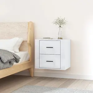 Berkfield Wall-mounted Bedside Cabinet High Gloss White 50x36x47 cm