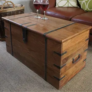 Balic Solid Wood Trunk Coffee Table With Storage Three Posts