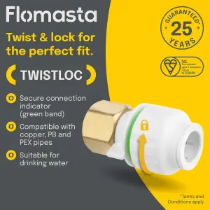 Flomasta White Reducing Pipe fitting adaptor, Pack of 2 (L)56mm