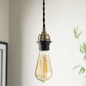 Colours Antique brass effect E27 Cable light set (L)1500mm